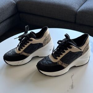 Elegant Black and Cream Women's Sneakers